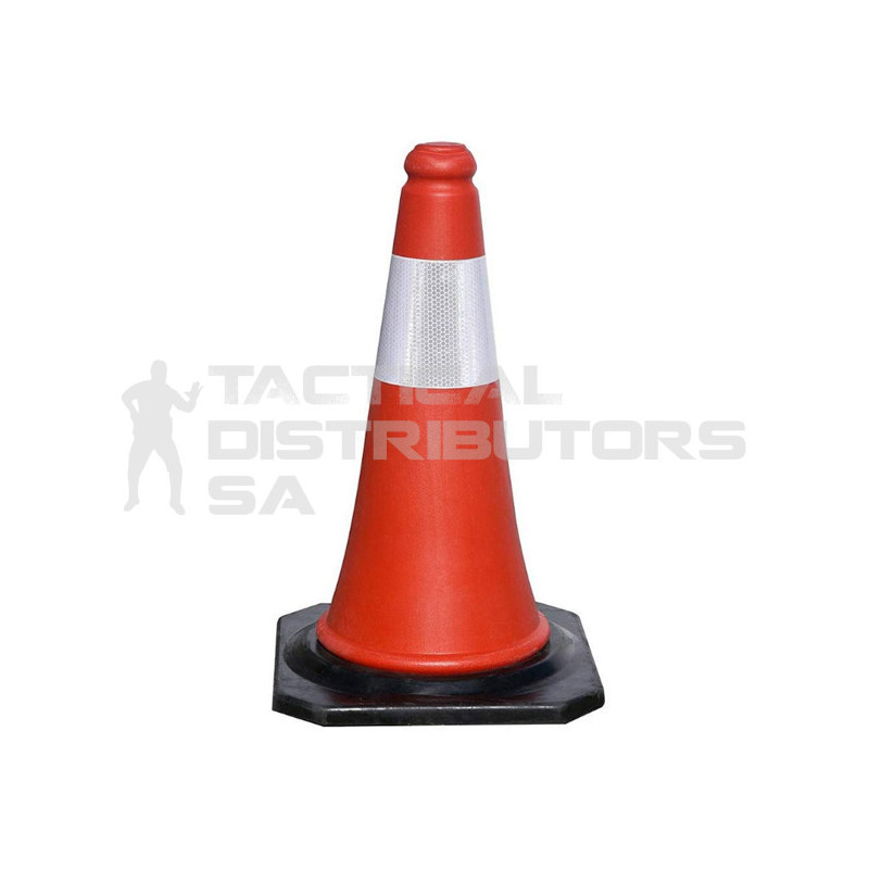 Red Hard PVC Traffic Cone with Black Rubber Base - 500mm