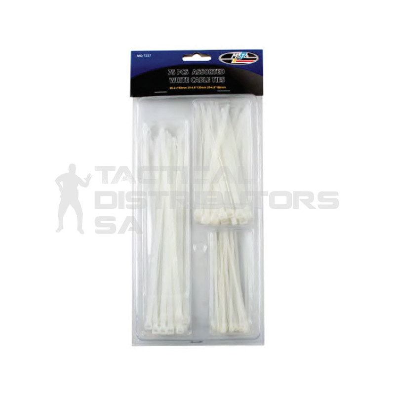 Moto-Quip Assorted Set of White Cable Ties - 75pcs