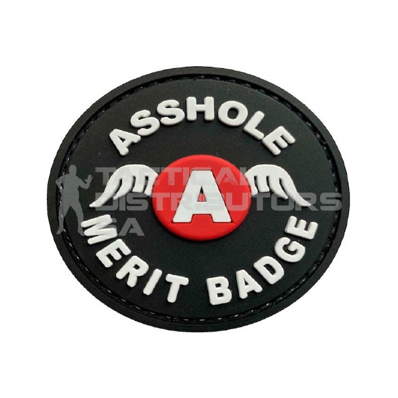 TacSpec "A**hole Merit Badge" PVC Velcro Patch -...